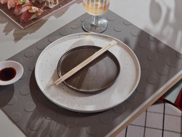 OYOY, Inka middagstallerken, Hvid / Lys Brun, porcelain, Ø26 x H1,4 - pakke af 2