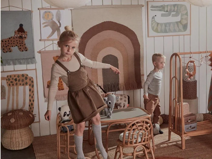 OYOY, Leopard vægtæppe, dusty blue, H68 x W50 cm