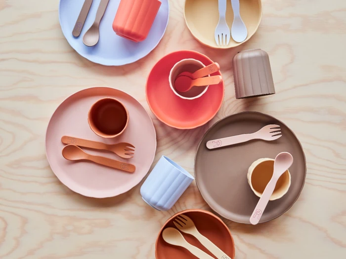 OYOY Mini, Pullo, Tallerken, Skål, Rose, Apricot, PLA, Sæt af 2 stk., Dia:14xH:5, Dia:20xH:2 cm