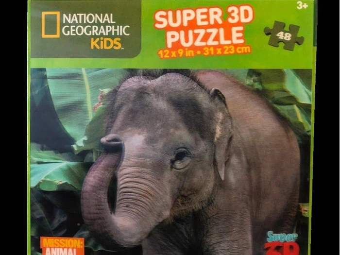 5 Dele 4 x 3D puslespil + Stor bog Vilde dyr