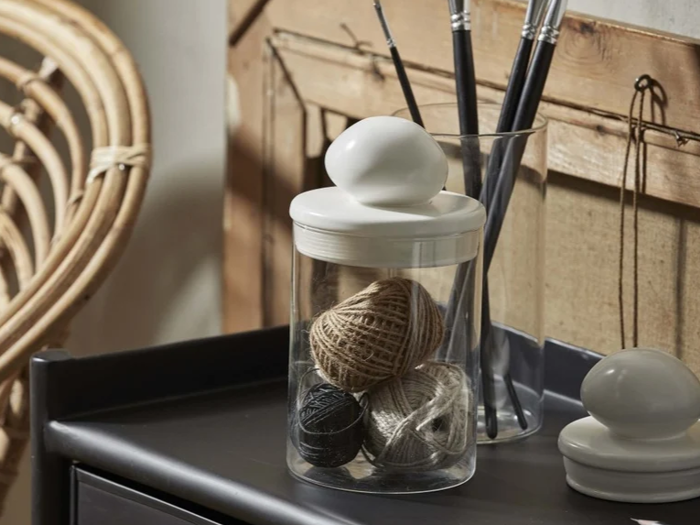 Nordal, PLUM, Opbevaringsglas med låg, Hvid, Keramik, H:21 x Dia:11 cm