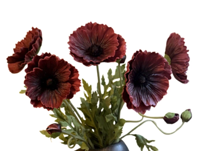 Aura Copenhagen, Valmue, Buket, Kunstik, Rød, 5 stk. Stilke, L:60 cm