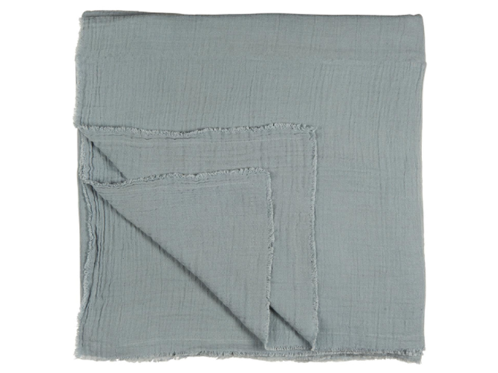 Ib Laursen, Sengetæppe, Støvblå, Dobbeltvævet Bomuld, B:240 x L:240 cm