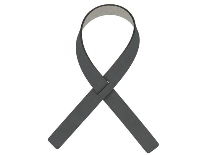 Et sort opmærksomhedsbånd, sløjfet og krydset i bunden, der symboliserer sorg eller minde.
