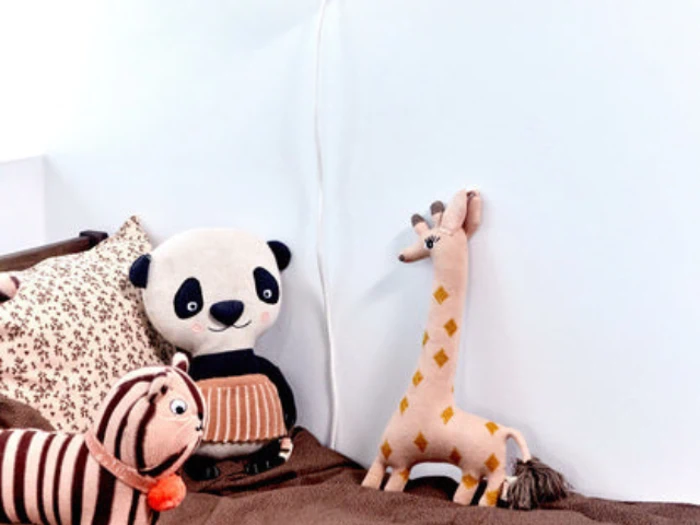 OYOY, Mini, Darling, Baby Guggi Giraf, Bamse, Rosa, Gul, 100% Bomuld, L:15 x B:5 x H:15 cm