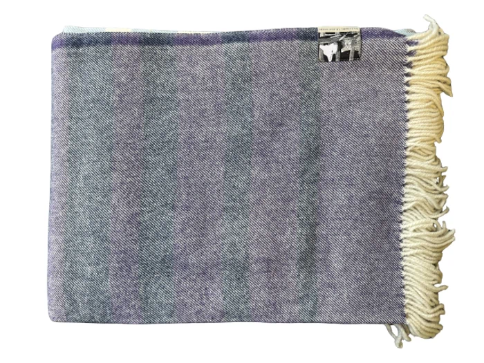 Silkeborg Uldspinderi, Jura, Plaid, Blå, Lilla, Råhvid, 50% Alpaca, 50% Merino uld, B:130xL:190cm