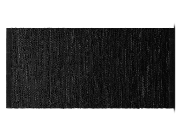 En rektangulær sort dørmåtte med en grov, struktureret overflade, placeret på en hvid baggrund.