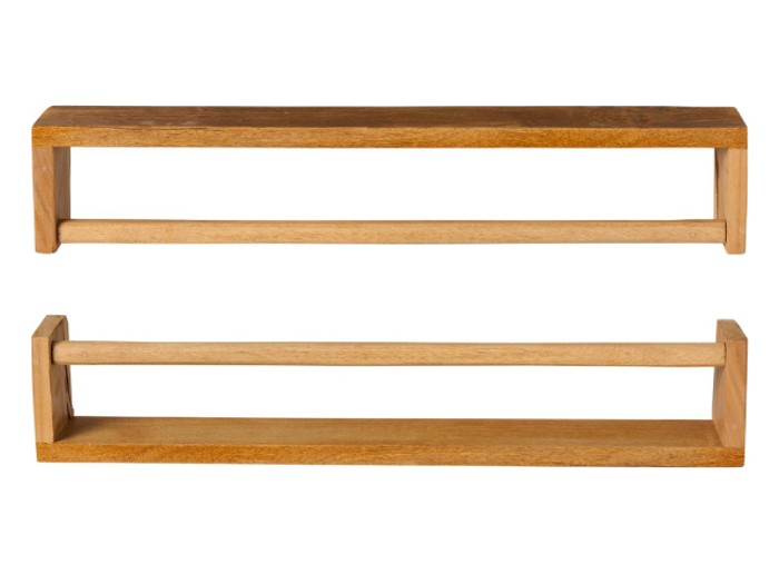 Ib Laursen, UNIKA, Hylde m/forkant + vendbar til hylde m/tværstang, Natur, Træ, H:11xL:60xDyb:9 cm