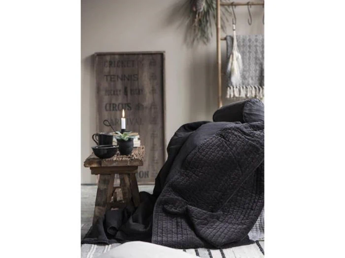 Quilt Velour tæppe fra Ib Laursen - antracit