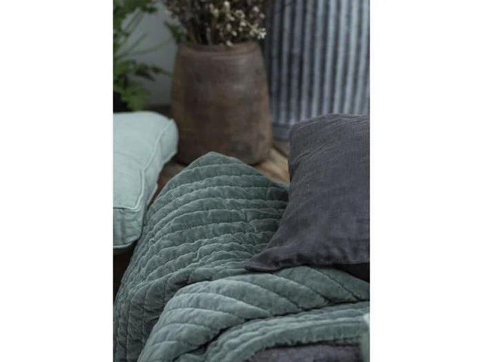 Quilt Velour tæppe fra Ib Laursen - olive