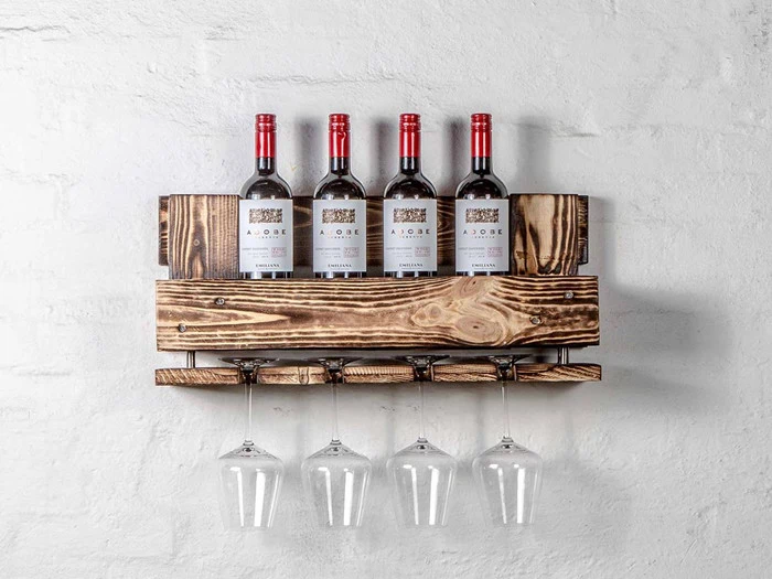 Lille vinhylde brændt + Rustiq vin fra Rustiq Furniture