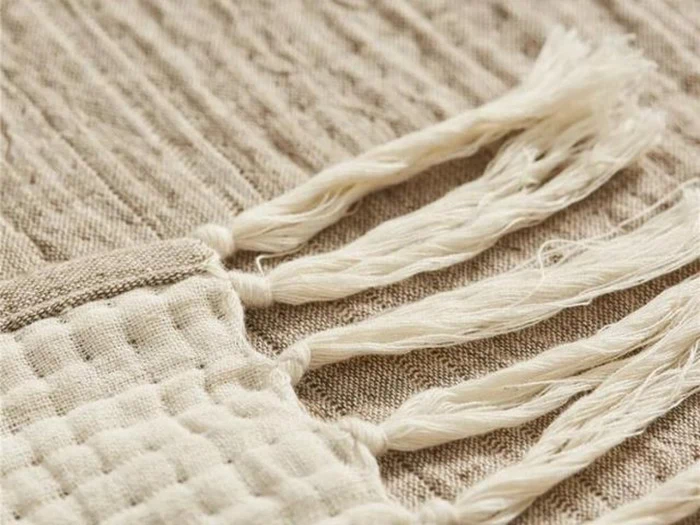 Lene Bjerre, Rillia plaid, sand, bomuld, 170x130