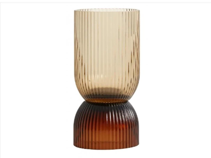 Nordal, RIVA lysestage/vase, glas, brun, h18 cm 