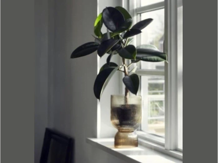 Nordal, RIVA lysestage/vase, glas, brun, h18 cm 