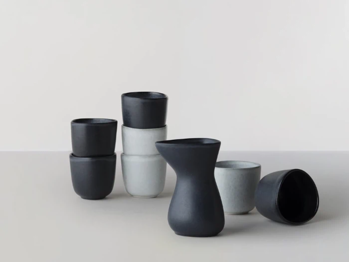 Ro Collection Small Jug no. 57, Lava stone (sort) - H14xW9xD10