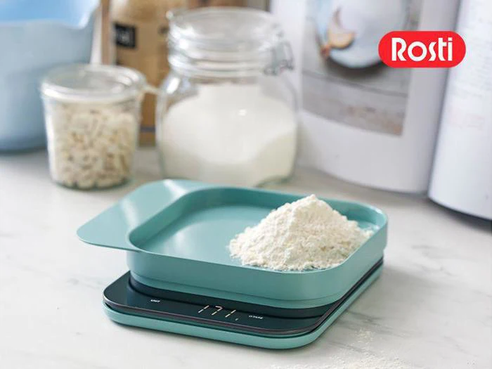 Rosti køkkenvægt og røreskål i nordic green