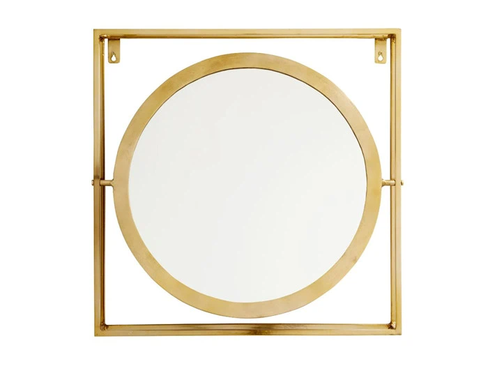 Stort rundt spejl i boks fra Nordal - 61x61 cm