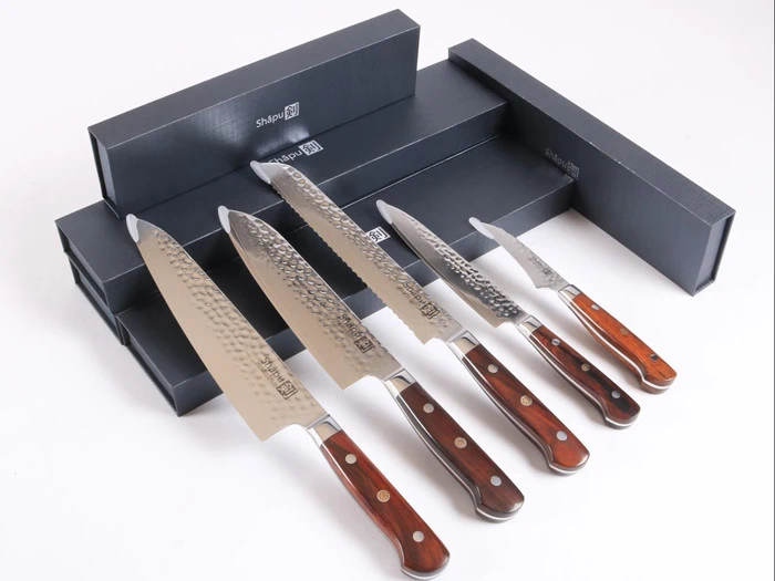 5 stk Shāpu S2 kokkeknive damaskusstål - VEJL. PRIS 8.275,-