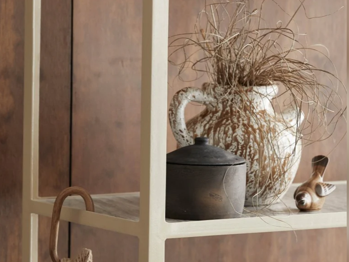 Nordal, Samos, Vase, Brun, Hvid, Terracotta, H:17,5 x Dia:20 cm