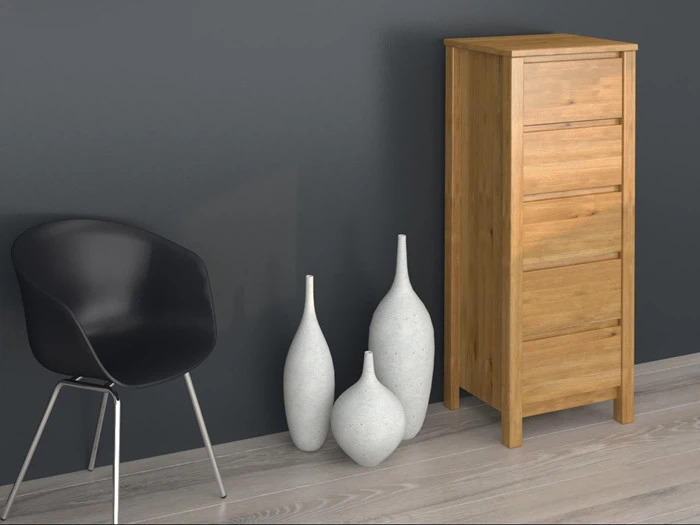 EGETRÆS KOMMODE M. 5 SKUFFER - DANSK DESIGN 
