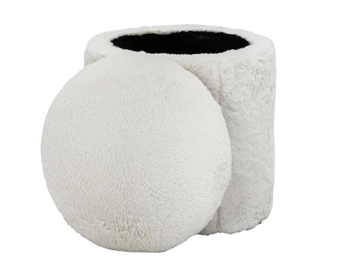 Bloomingville, Siabella Puf, Hvid, Polyester, Ø: 37 x H: 40 cm