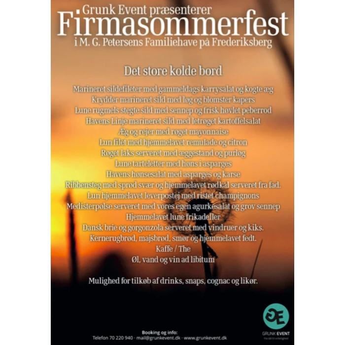 2 billetter til Firmasommerfest i M.G. Petersens familiehave på Frederiksberg den 26. august
