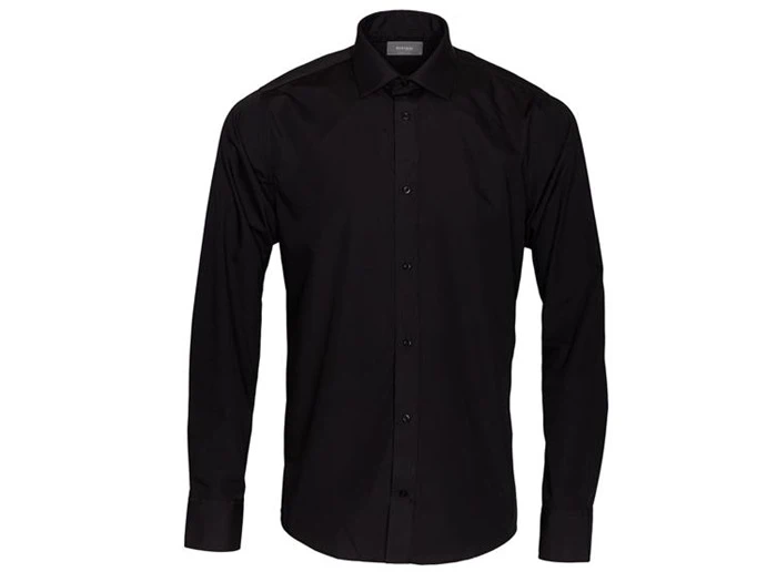 Sort langærmet Bertoni skjorte i valgfri størrelse