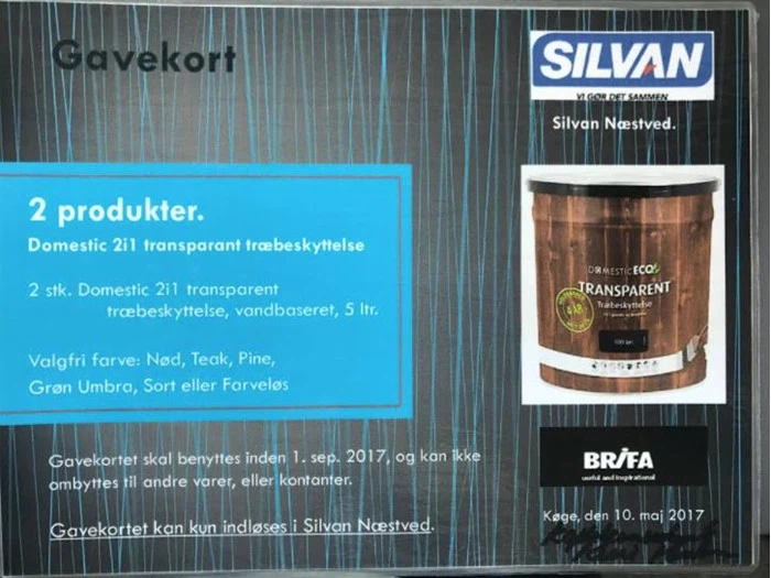 Gavekort til DOMESTIC ECO TRANSPARANT TRÆBESKYTTELSE fra Silvan