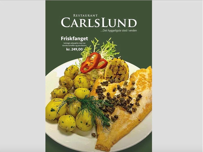 Friskfanget helstegt rødspætte for 4 personer på Restaurant Carlslund i Odense