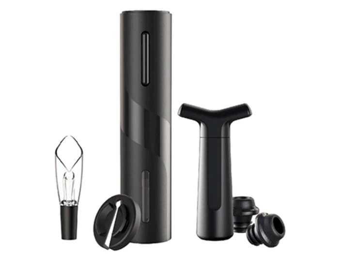 Shāpu elektrisk proptrækkersæt + smuk italiensk vinkaraffel i krystalglas