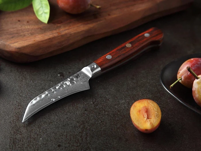 5 stk Shāpu kokkeknive  i japansk damaskusstål
