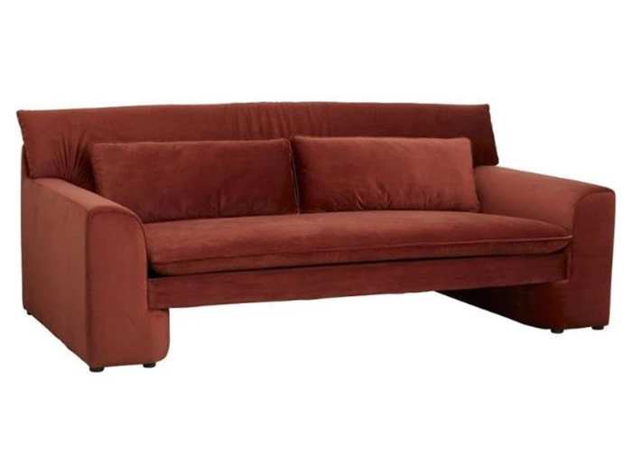 GEO SOFA MED BETRÆK I VELOUR - L215 CM - RUST RØD fra Nordal