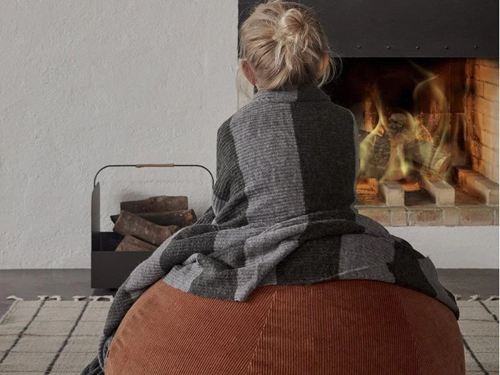 OYOY, Sonno Plaid, Gråmeleret/Anthracit meleret, 130x170 cm