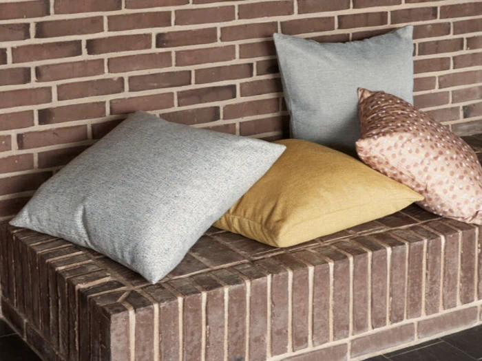 Hübsch, Speckle, Pude, Blå, Sand, Kanvas, Polyester, L:60 x B:60 cm