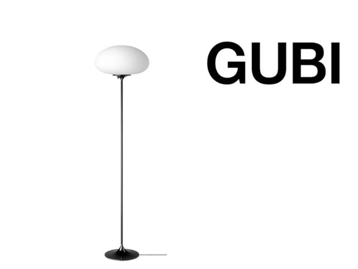 GUBI Stemlite Floor Lamp - H150 - Frosted Glass Black Chrome