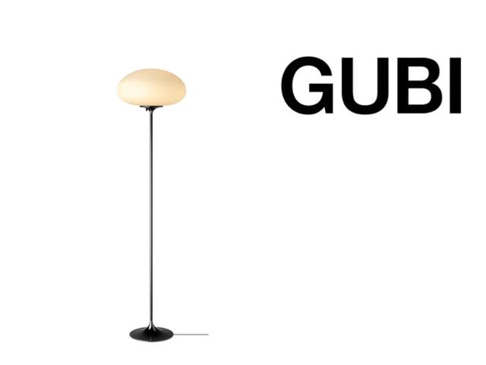 GUBI Stemlite Floor Lamp - H150 - Frosted Glass Black Chrome