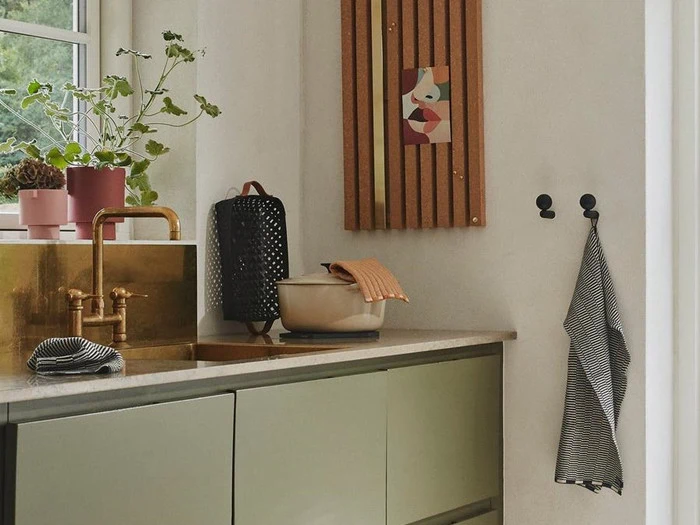 OYOY, Stringa mini håndklæde, Råhvid/antracit, bomuld, H58 x W38 cm