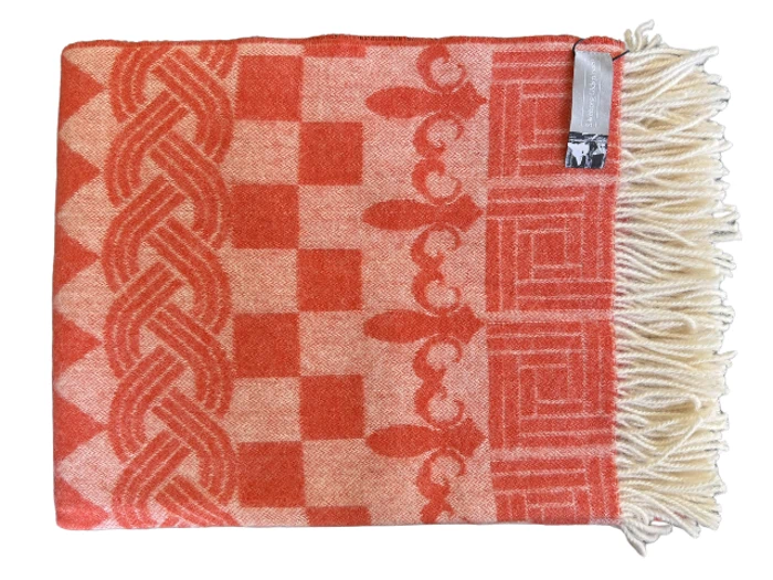 Silkeborg Uldspinderi, Teodor 1082, Plaid, Coral, Råhvid, 50% Alpaca, 50% Uld, B:130 x L:190 cm