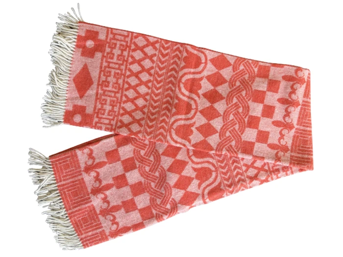 Silkeborg Uldspinderi, Teodor 1082, Plaid, Coral, Råhvid, 50% Alpaca, 50% Uld, B:130 x L:190 cm