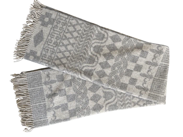 Silkebrorg Uldspinder, Teodor 1083, Plaid, Grå, Beige, 50% Alpaca, 50% Uld, B:130 x L:190 cm