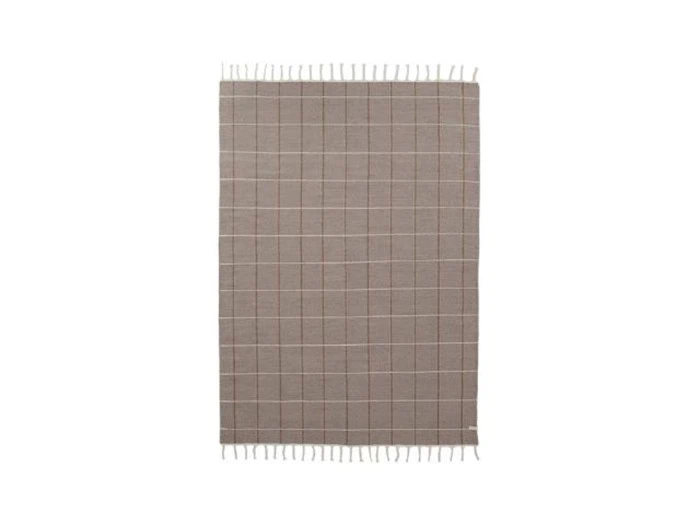 Ternet gulvtæppe Råhvid/Karamel i 80% uld OYOY - 200x140 cm