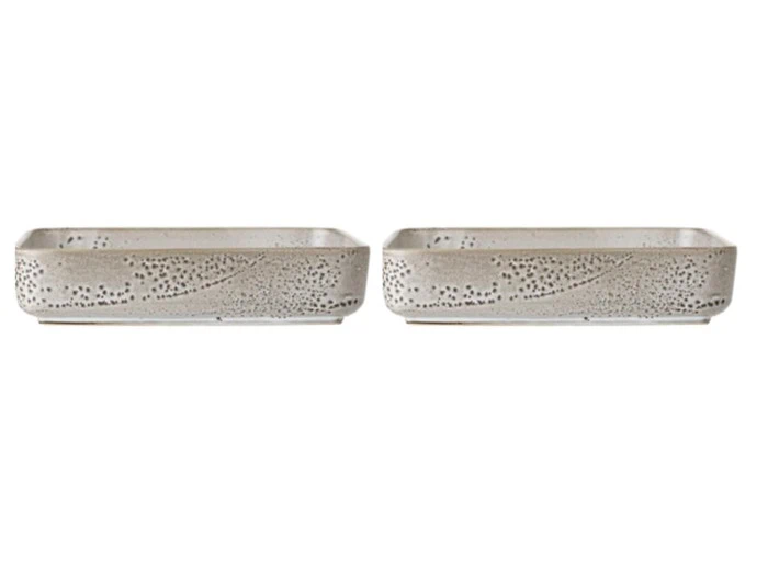 2 stk Thea Serveringsfade i Stentøj Natur fra Bloomingville - L: 25 x H: 5,5 x B: 25 cm