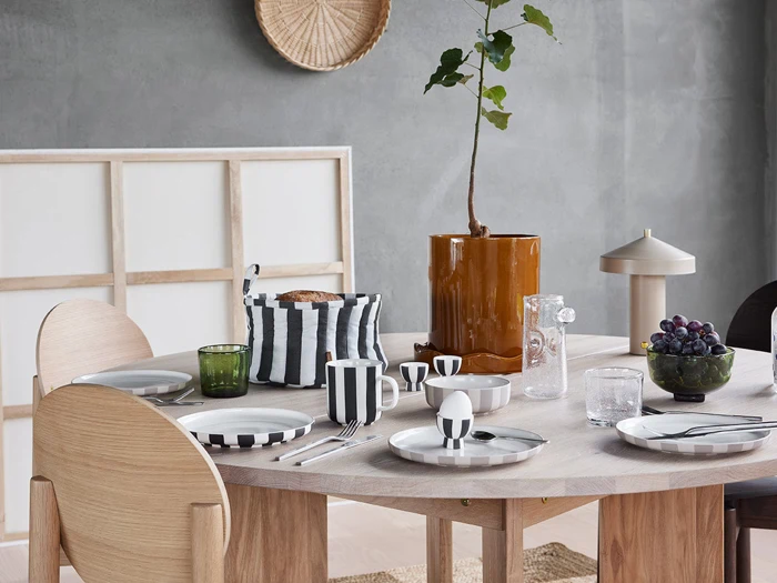 OYOY, Toppu, Brødkurv, Sort, Hvid, 100% Bomuld, Dia:24 x H:15 cm