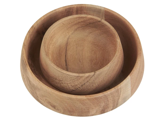 Ib Laursen, Skåle, Rund, Natur, Akacie, Sæt af 2 stk., H:3,5 x Dia:15 cm