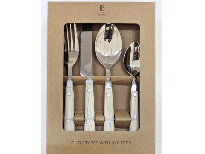 Ib Laursen, Valdemar, Bestiksæt, 16 dele, Natur, Sølv, Rustfrit stål, Plastik