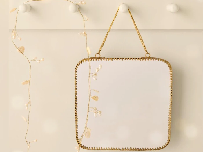 Ib Laursen, Spejl m/kæde, Messing, Spejl, H:21 x B:0,4 x L:20,2 cm