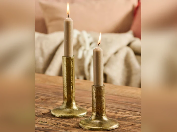 Ib Laursen, Midelt, Lysestage, Messing, Aluminium, H:10 x Dia:9,3 cm