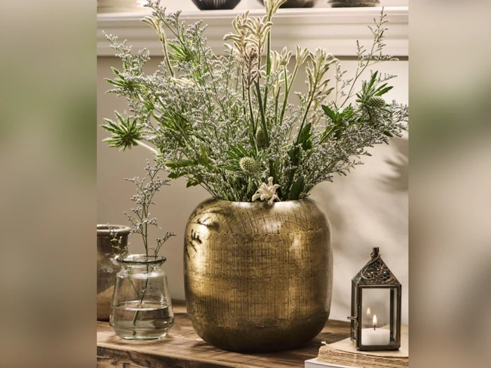 Ib Laursen, Tiza, Krukke, Messing, Aluminium, H:19 x Dia:20 cm