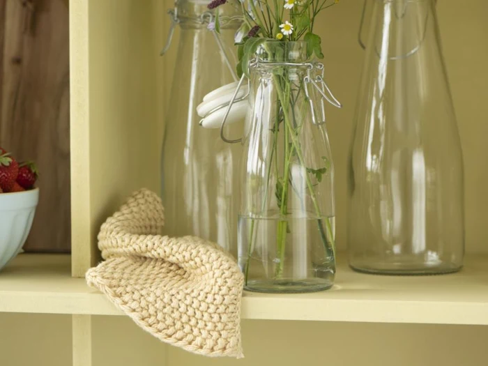 Ib Laursen, Mynte, Grydelap, Karklud, Latte, Strikket, 100% bomuld, B:22 x L:22 cm