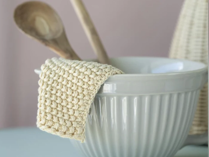 Ib Laursen, Mynte, Grydelap, Karklud, Latte, Strikket, 100% bomuld, B:22 x L:22 cm